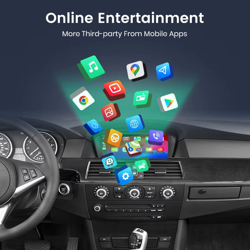 Junsun Wireless CarPlay und Android Auto Modul Decoder für BMW 3er und 5er Serie E60 E61 E62 E63 E90 E91 E92 E93 mit CCC/CIC System in Schwarz - Bild 4