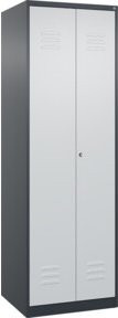 C+P Spind Classic PLUS Schwarz-Weiß mit 2 Abteilen und Zylinderschloss, H x B x T: 185 x 60 x 50 cm - Bild 1