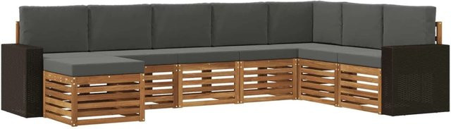 vidaXL Outdoor-Sofagarnitur in U-Form aus Akazienholz mit 8 Kissen in Anthrazit und Natur - Bild 1