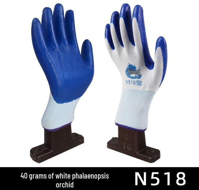 12 Paar atmungsaktive Nitril-Arbeitshandschuhe von Global Finds, öl- und rutschfest, abriebfest, Farbe: Weiß und Blau - Bild 1