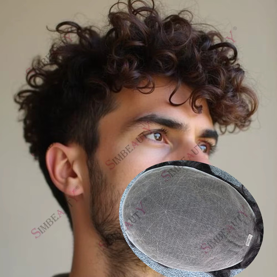 simbeauty Haarsystem, braungrau lockig, Echthaar, 25mm, Herren - Bild 5