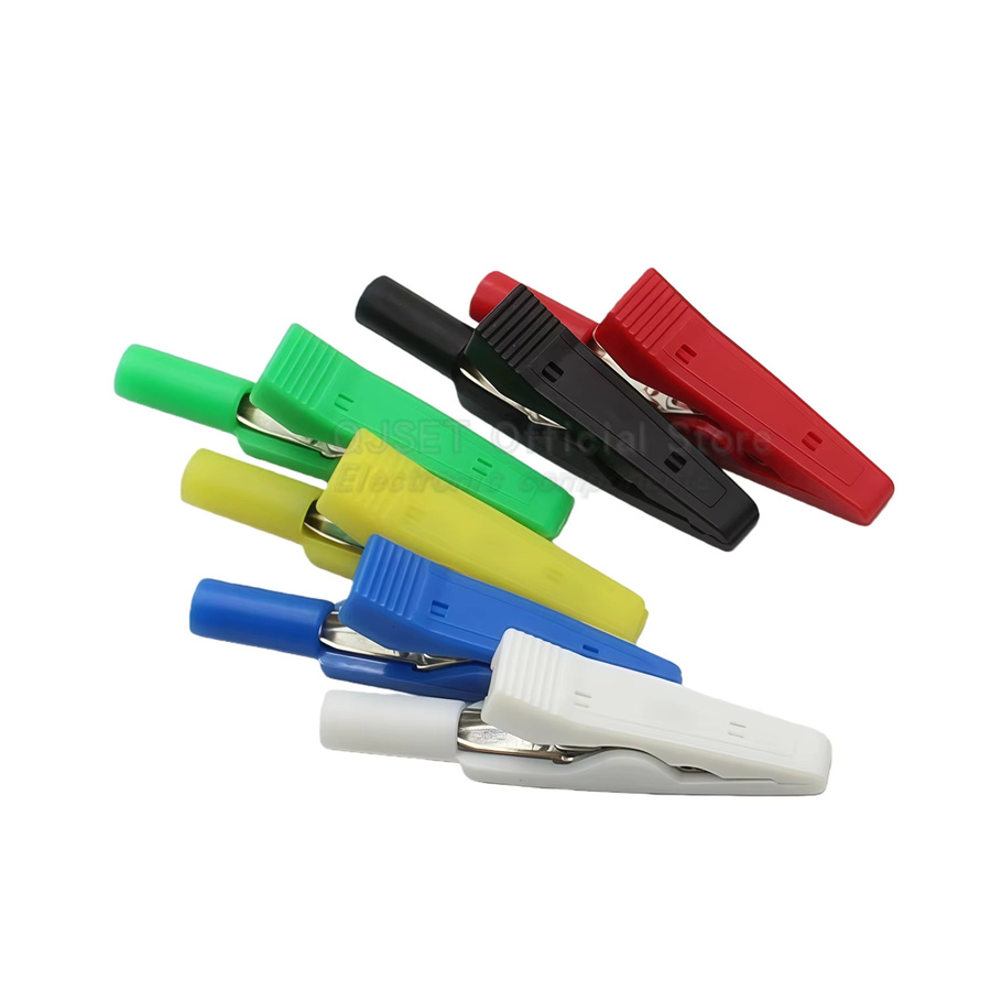6er Set isolierte Krokodilklemmen aus reinem Kupfer mit 2mm Anschluss für Multimeter und medizinische Elektroden, Mehrfarbig - Bild 2