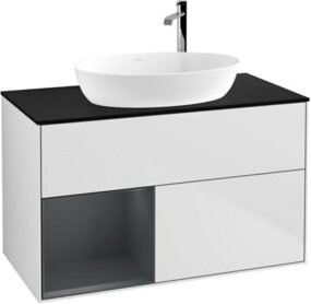 V&B Waschtischunterschrank Finion 100 mit Wandbeleuchtung in Weiß lackiert, B/T/H: 100 x 50,1 x 50,1 cm - Bild 1