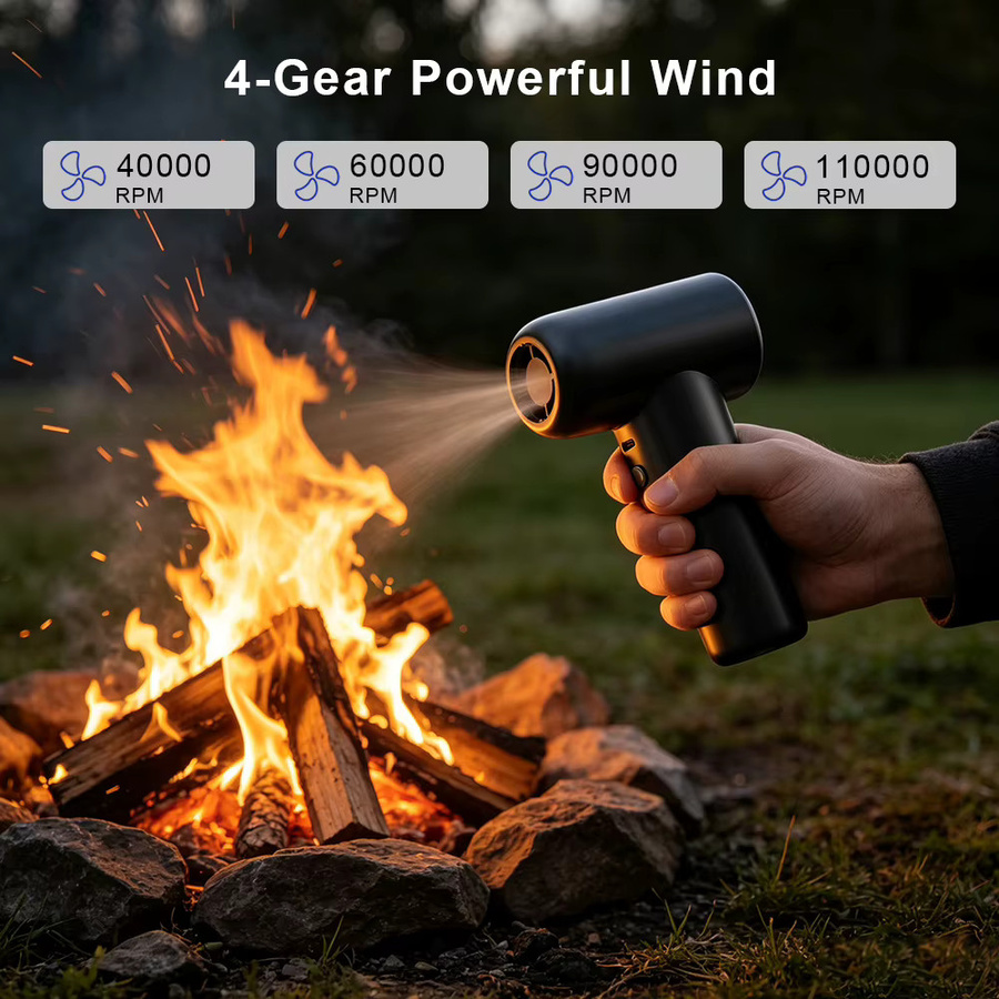 TRNOJTHK Turbo Gebläse mit 110.000 RPM, 4000mAh Akku und USB-C, tragbares Luftgebläse mit 5 Düsen und LED-Display für PC, Auto und Elektronik, in Schwarz oder Weiß - Bild 6