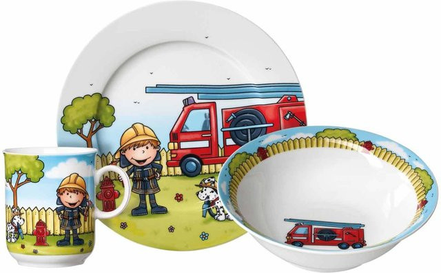 Ritzenhoff & Breker Kindergeschirr Feuerwehrmann Bernie aus Keramik in Weiß - Bild 1