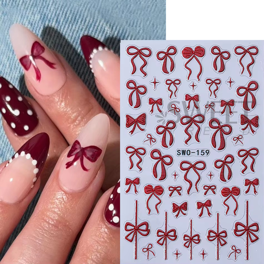 SWEET TREND Nagel Aufkleber, Rote Schleife, 2 Stück - Bild 2