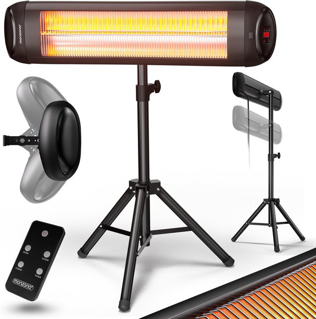 Monzana Heizstrahler MZH2500 Schwarz 2500W mit Ständer und 90 Grad verstellbar - Bild 1