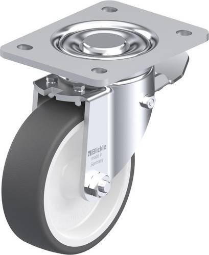 Blickle Lenkrolle LH-POTH 125G-3-ST mit Feststeller, Rad-Durchmesser: 125 mm, Tragfähigkeit: 350 kg, Farbe: Grau/Weiß/Silber - Bild 1
