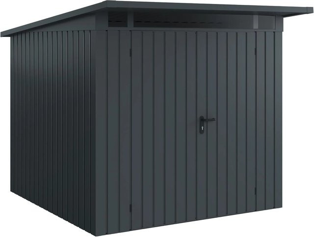EcoStar Gerätehaus Euroline Pultdach Anthrazitgrau 2-flüglig B/T: 262 x 229 cm - Bild 1