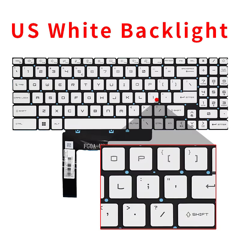 MSI Laptop Tastatur mit Hintergrundbeleuchtung in Rot und Schwarz für Katana GF66 GF76 GL76 GL66 11SC 11UC 11UD 11UE 11UG 12UC 12UD - Bild 3