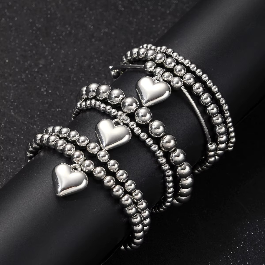 AY Armband Set, Herz Charme, Perle, Silber Farbe, Damen, Vintage - Bild 3