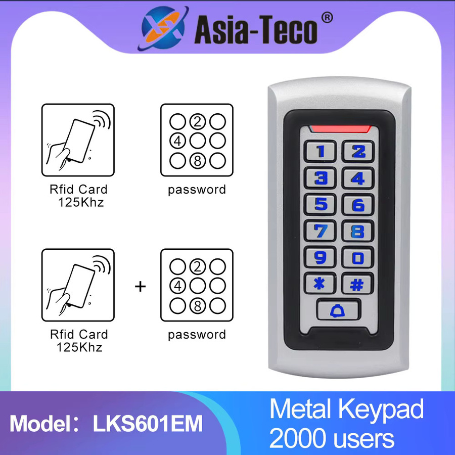 Asia-Teco Wasserdichter Wiegand RFID-Kartenleser aus Metall mit Tastatur für 2000 Benutzer in Schwarz und Silber - Bild 2