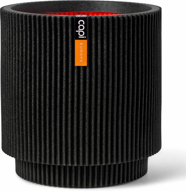 Capi Pflanzgefäß Zylinder Groove Schwarz Durchmesser: 43,5 cm, Höhe: 46 cm - Bild 1