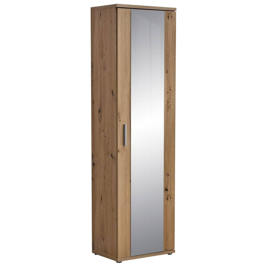 Jet Mehrzweckschrank in Eiche Artisan Nachbildung mit Glastüren und Spiegel, Braun, B/H/T: 50 x 179 x 35 cm - Bild 2