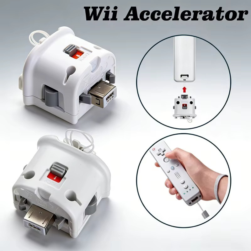Benicabaly Motion Plus Adapter für Wii-Fernbedienung, externes Beschleunigungssensor-Modul in Weiß - Bild 3