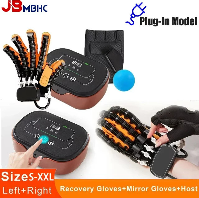 JBMBHC Hand Rehabilitations Roboter Handschuh für Physiotherapie bei Hemiplegie und Schlaganfall in Schwarz - Bild 1