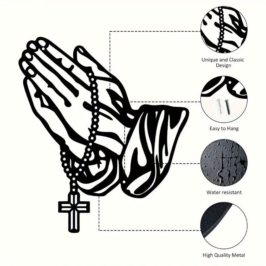 CIFbuy Gebetskreuz Metallwandkunst in Schwarz als christliches Ornament für Wohnzimmer, Schlafzimmer oder Büro - Bild 4