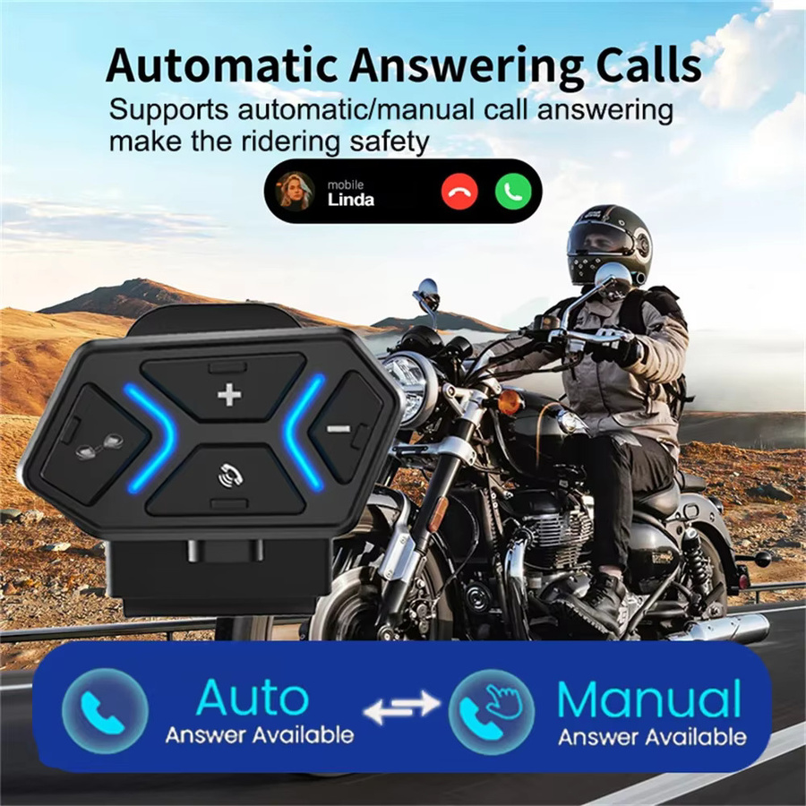 kebidumei Bluetooth 5.4 Motorradhelm-Intercom-Headset mit 500m Vollduplex-Kommunikation, wasserdichte Freisprecheinrichtung in Schwarz - Bild 3