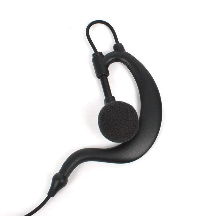 Einzelohr-Headset für Walkie Talkie mit Spiralkabel und Clip, In-Ear Ohrhörer in Schwarz, 2,5 mm oder 3,5 mm Klinkenanschluss - Bild 2
