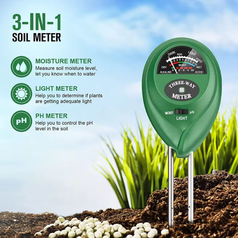 3 in 1 Boden-Tester für Garten und Pflanzen zur Messung von pH-Wert, Sonnenlicht und Bodenfeuchtigkeit in Grün - Bild 2