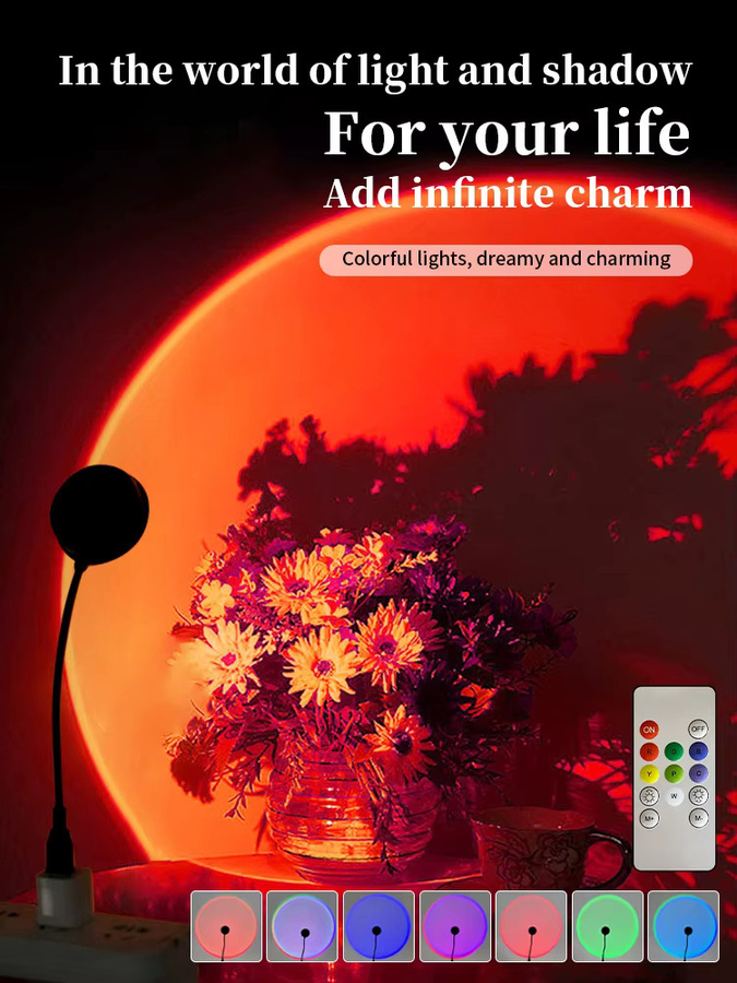 GGBEE USB-Nachtlicht RGB Farbwechsel Sonnenuntergangslampe als Stimmungslicht für Schlafzimmer und Fotografie in Multicolour - Bild 5