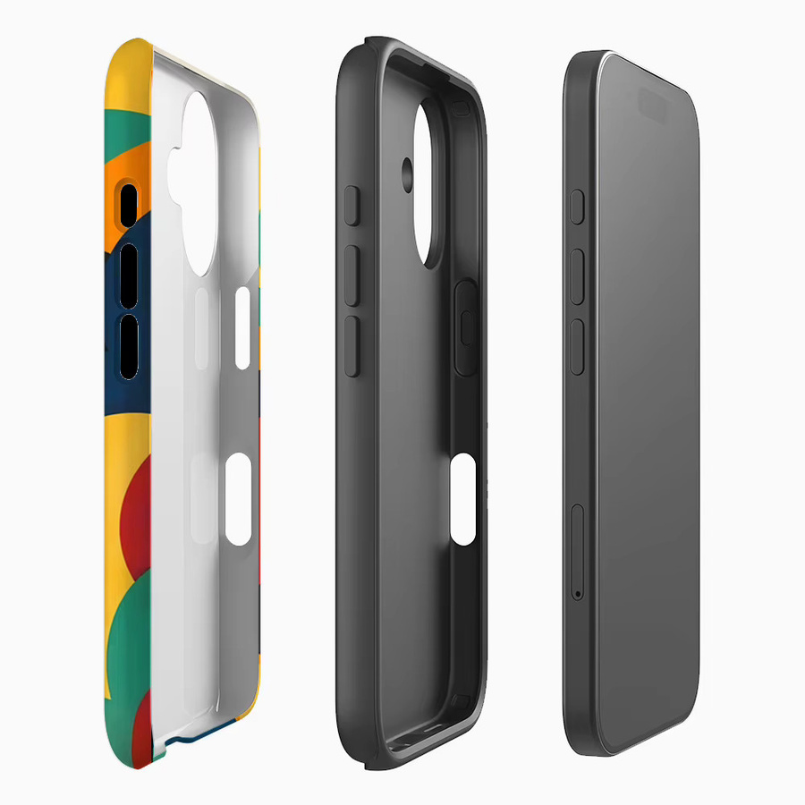 Handyhülle mit buntem Wolken- und Sonnen-Design für Apple iPhone 11 bis iPhone 17 Pro Max Plus, doppelschichtige Rückseite, mehrfarbig - Bild 1
