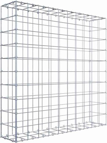 Gabiona Gabione aus Stahl mit C-Ring, silbergrau, B/T/H: 100 x 100 x 20 cm, Maschenweite 10 x 10 cm - Bild 1