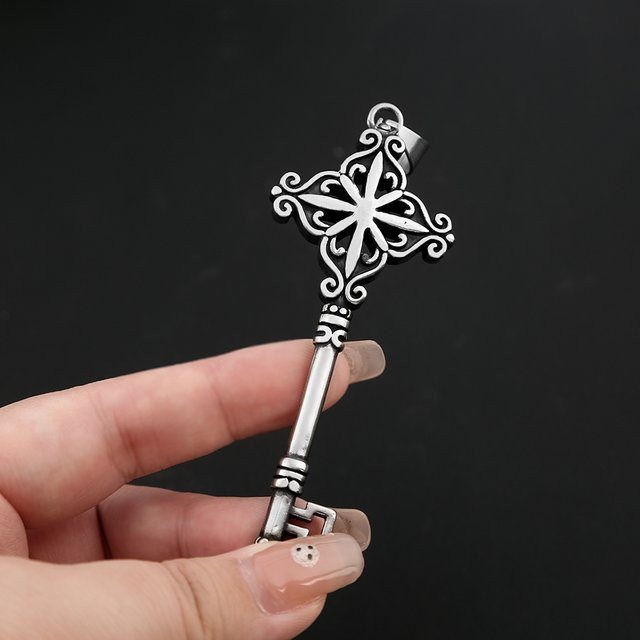 NORTHMAN Halskette mit Schlüssel Anhänger, Edelstahl, Silber, Unisex - Bild 1
