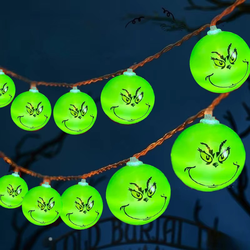 LED Weihnachts-Lichterkette mit grünen Weihnachtsbällen für Innen und Außen, batteriebetrieben - Bild 4