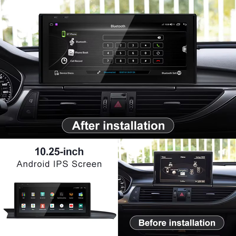 STWEI Android 14 Multimedia-Navigationssystem mit 12,3 Zoll Display für Audi A6 A7 C7 S6 S7 (2012-2018) inklusive Wireless CarPlay, GPS und Rückfahrkamera, Schwarz - Bild 2