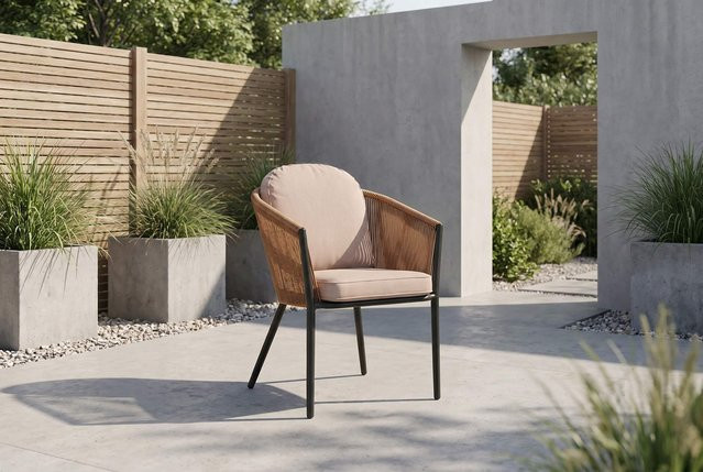 OUTFLEXX Tavio Dining Sessel in Orange-Anthrazit mit Aluminium und Rope-Geflecht inklusive Kissen, B/T/H: 58,5 x 61 x 80 cm - Bild 1