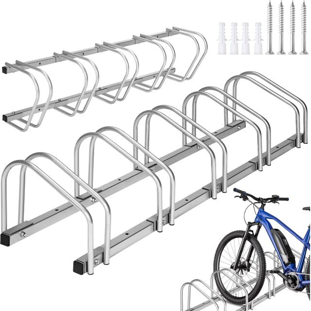 tectake Fahrradständer aus rostfreiem Stahl für Boden- und Wandmontage, von beiden Seiten befahrbar, Silber, B/H/T: 130 x 50 x 28,5 cm - Bild 1