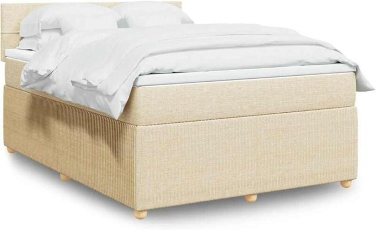 vidaxl Boxspringbett mit Matratze aus Stoff in Creme und Beige B/T/H: 140 x 200 cm - Bild 1