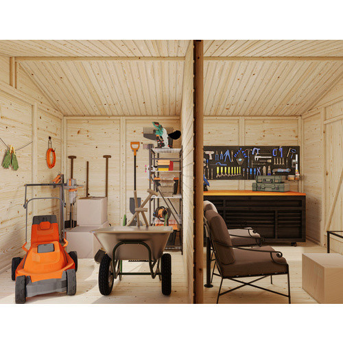 Gerätehaus PALMAKO Dan aus Holz in Grau mit Satteldach, B/T/H: 295 x 394 x 220 cm - Bild 1