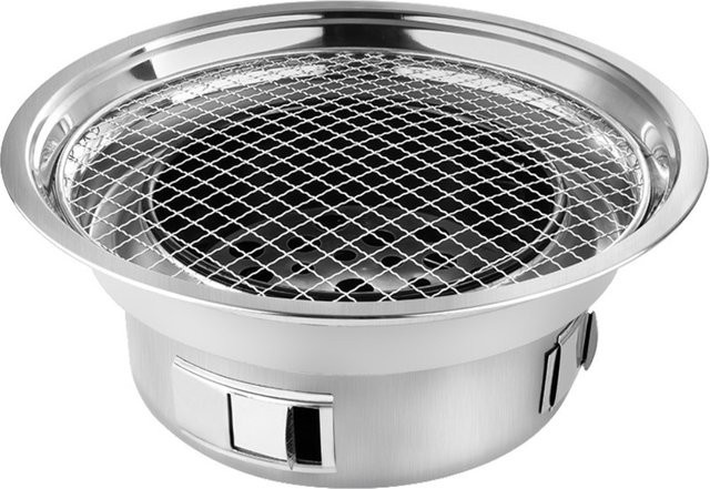 KOSUN Rauchfreier Holzkohle-Grilltopf aus Edelstahl in Silber, tragbarer BBQ-Grill mit Antihaftbeschichtung, B/T/H: 34,5 x 34,5 x 12,0 cm - Bild 1