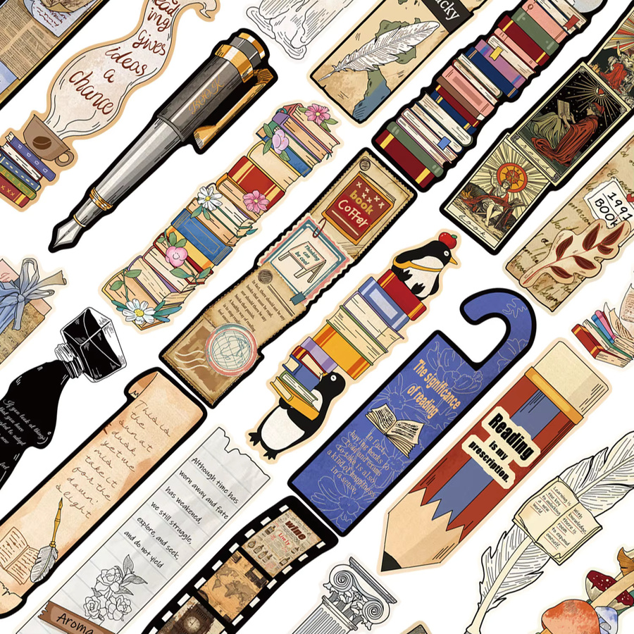 30-teiliges Vintage-Leseserie Scrapbooking-Set mit minimalistischen Lesezeichen in Multicolour aus Papier für Journaling und DIY-Bastelarbeiten - Bild 2
