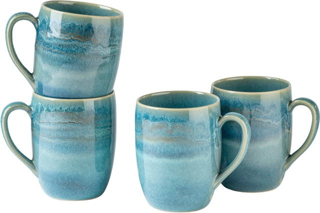 Gipfelstück Kaffeebecher-Set aus Steinzeug in Tiefsee Blau Multicolor - Bild 1