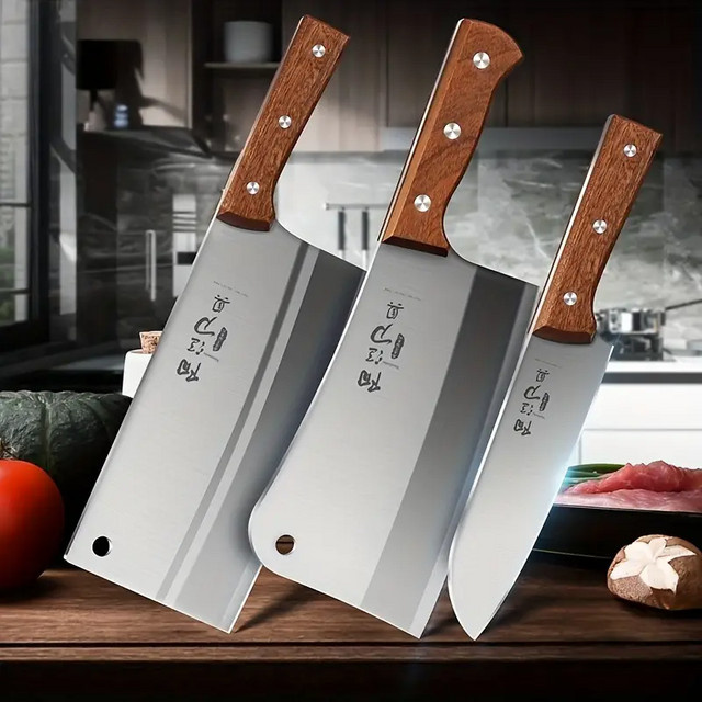 3-teiliges Premium-Messerset aus Edelstahl in Silber für Fleisch, Knochen und präzise Schnitte - Bild 1