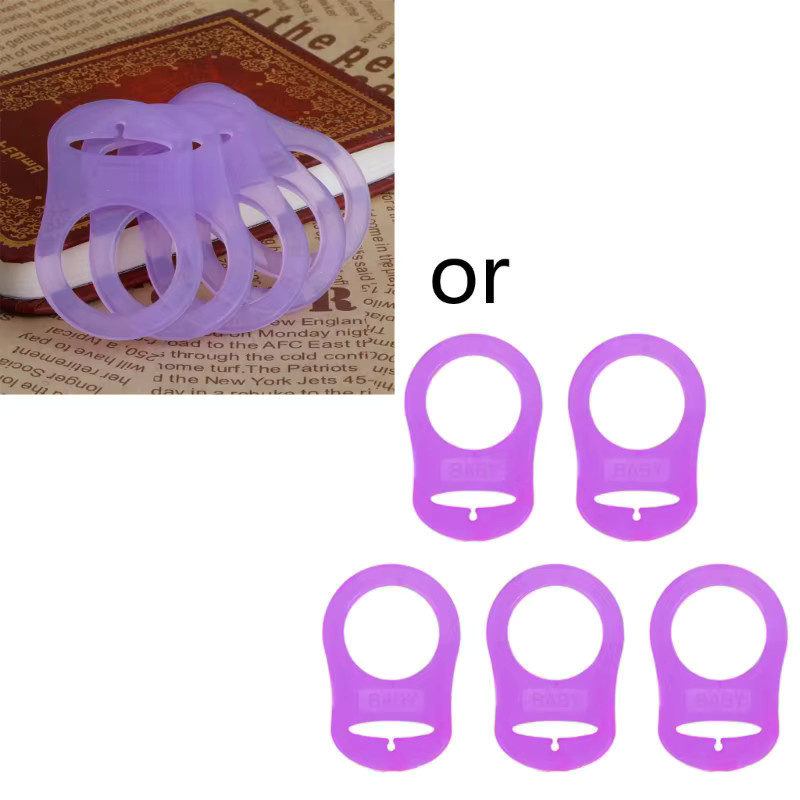 5 Stück Silikon Schnullerhalter Clip Adapter in Multi-Farben und Transparent für Baby-Dummys - Bild 2