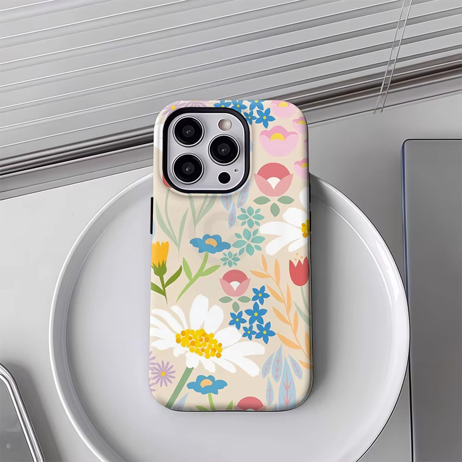 Pastell Wildflower Meadow Handyhülle für iPhone 17 16 15 14 13 12 11 Pro Max Plus mit doppelschichtiger Rückseite in Multicolour - Bild 3