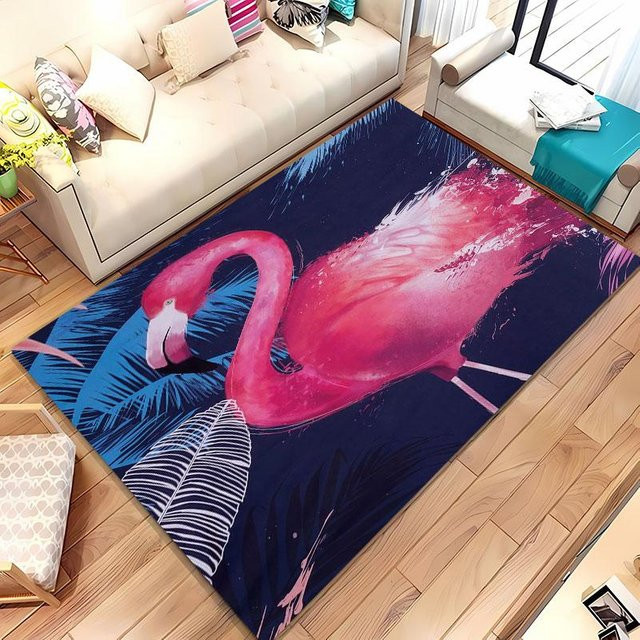 JGJG Teppich mit Rosa Flamingo Design, rutschfest und waschbar, Farbe Rosa/Mehrfarbig, B/T: 60 x 40 cm - Bild 1