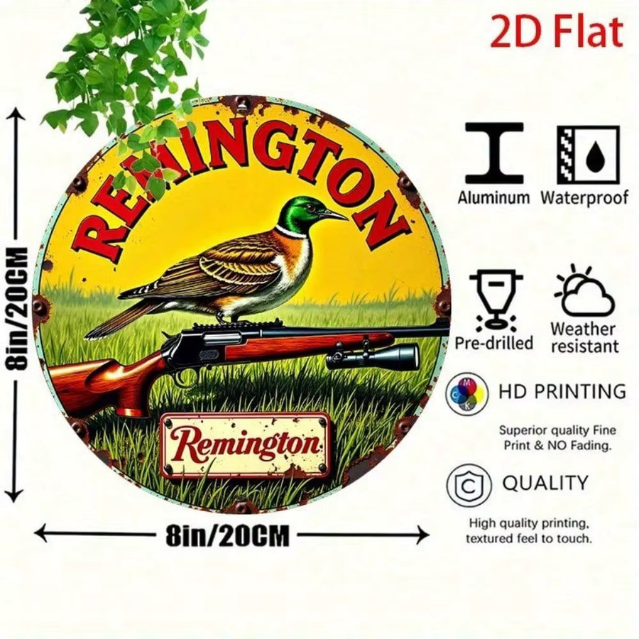 Remington Vintage Jagd-Metallschild Wanddekoration mit Tiermotiv, Mehrfarbig, B/H: 20,32 x 20,32 cm - Bild 2