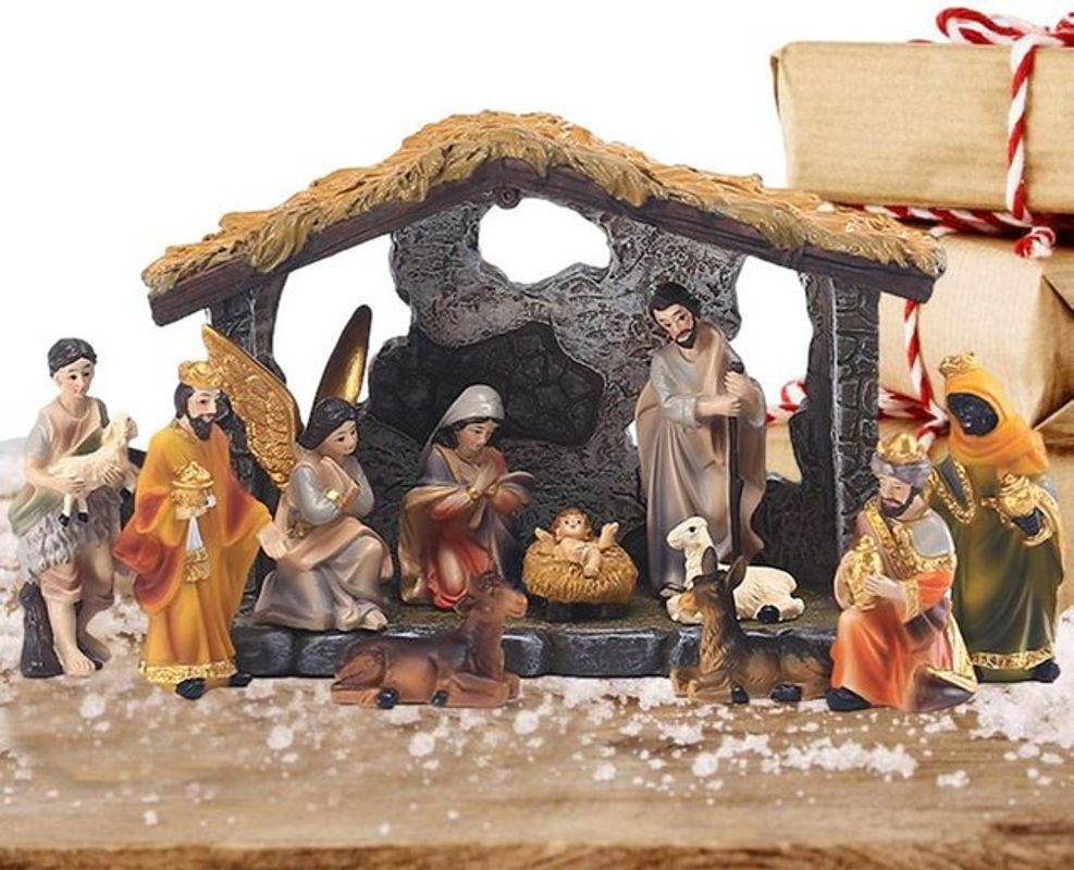 12-teiliges Weihnachts-Krippenfiguren-Set aus Kunstharz in Mehrfarbig für deine Tischdekoration - Bild 1