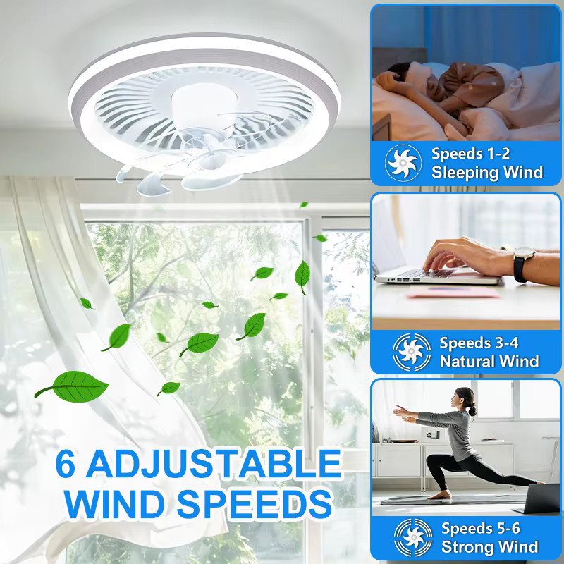 BENEWTON Deckenventilator mit Licht in Weiß, 360 Grad drehbar, dimmbar, mit App- und Fernbedienung, moderner Ventilator für das Wohnzimmer - Bild 2