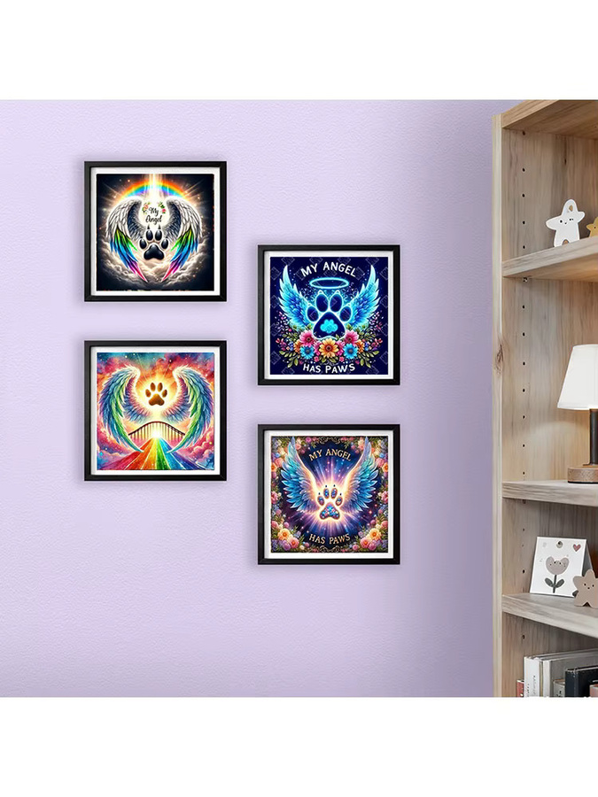 HUACAN 4er Set Diamantmalerei 5D Flügel Landschaft Mosaik mit runden Bohrern in Mehrfarbig - Bild 4