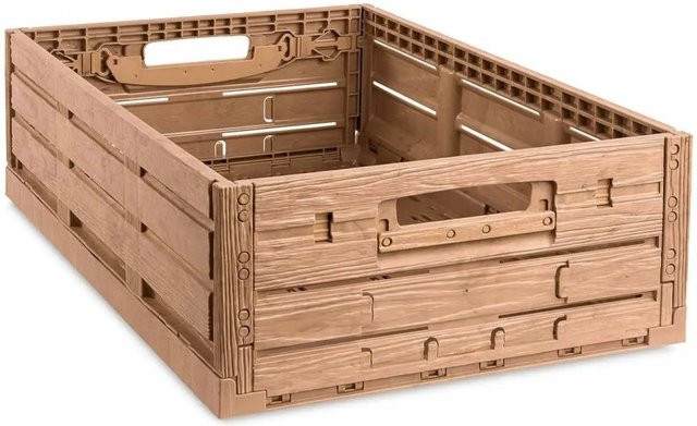 PROREGAL Klappbox Active Lock in Holzdekor Braun, Transportkiste aus Kunststoff, H x B x T: 16,5 x 40 x 60 cm - Bild 1