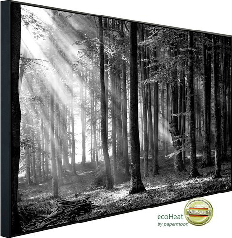 papermoon EcoHeat Infrarotheizung Wald Schwarz Weiss mit App-Steuerung und Überhitzungsschutz - Bild 1