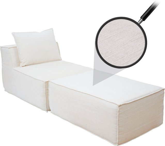 Chaiselongue Recamiere MCW für Sofa und Sessel in Creme, Stoff Textil, B/T/H: 63 x 75 x 194 cm - Bild 1