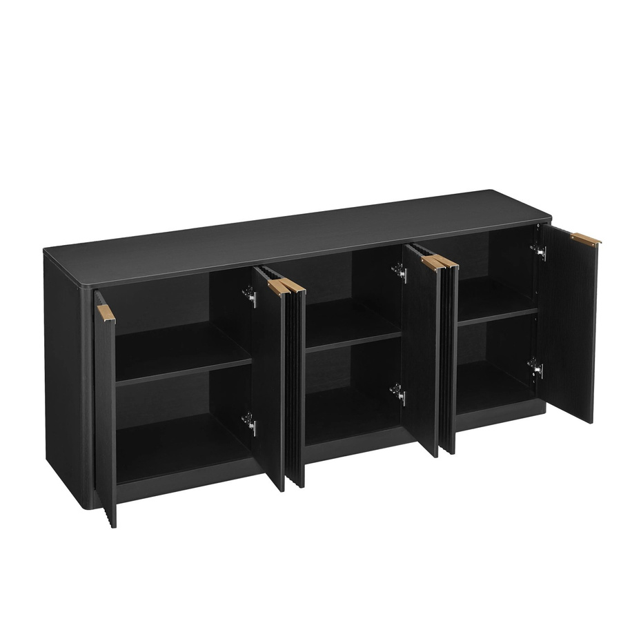 okwish Sideboard Wellenform in Schwarz Matt mit 6 Türen und modernem Konturdesign, B/T/H: 170 x 40 x 70,5 cm - Bild 2