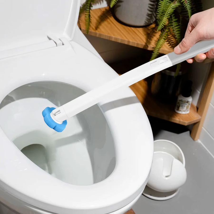 Willstar Einweg-Toilettenbürsten Ersatzkopf Reinigungsset mit langem Griff in Blau - Bild 2